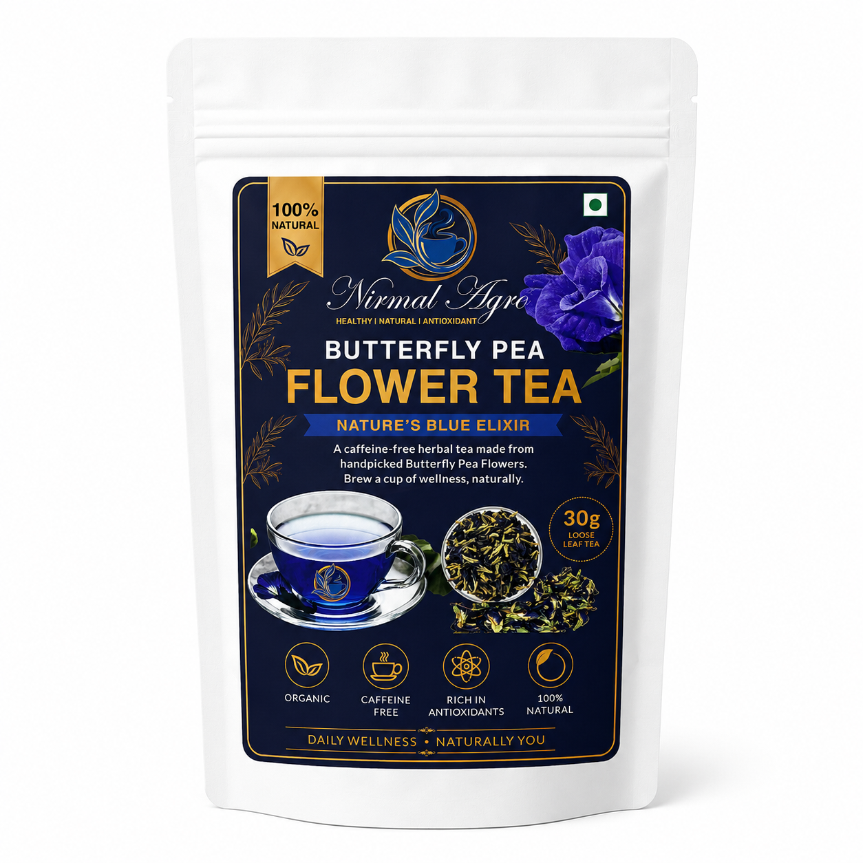 Butterfly Pea Flower Tea 30g loose leaf - natural blue tea herbal infusion