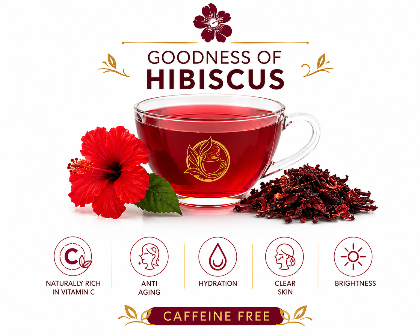 Hibiscus Flower Tea Bags - brewed tea in a cup - Nirmal Agro natural herbal tea