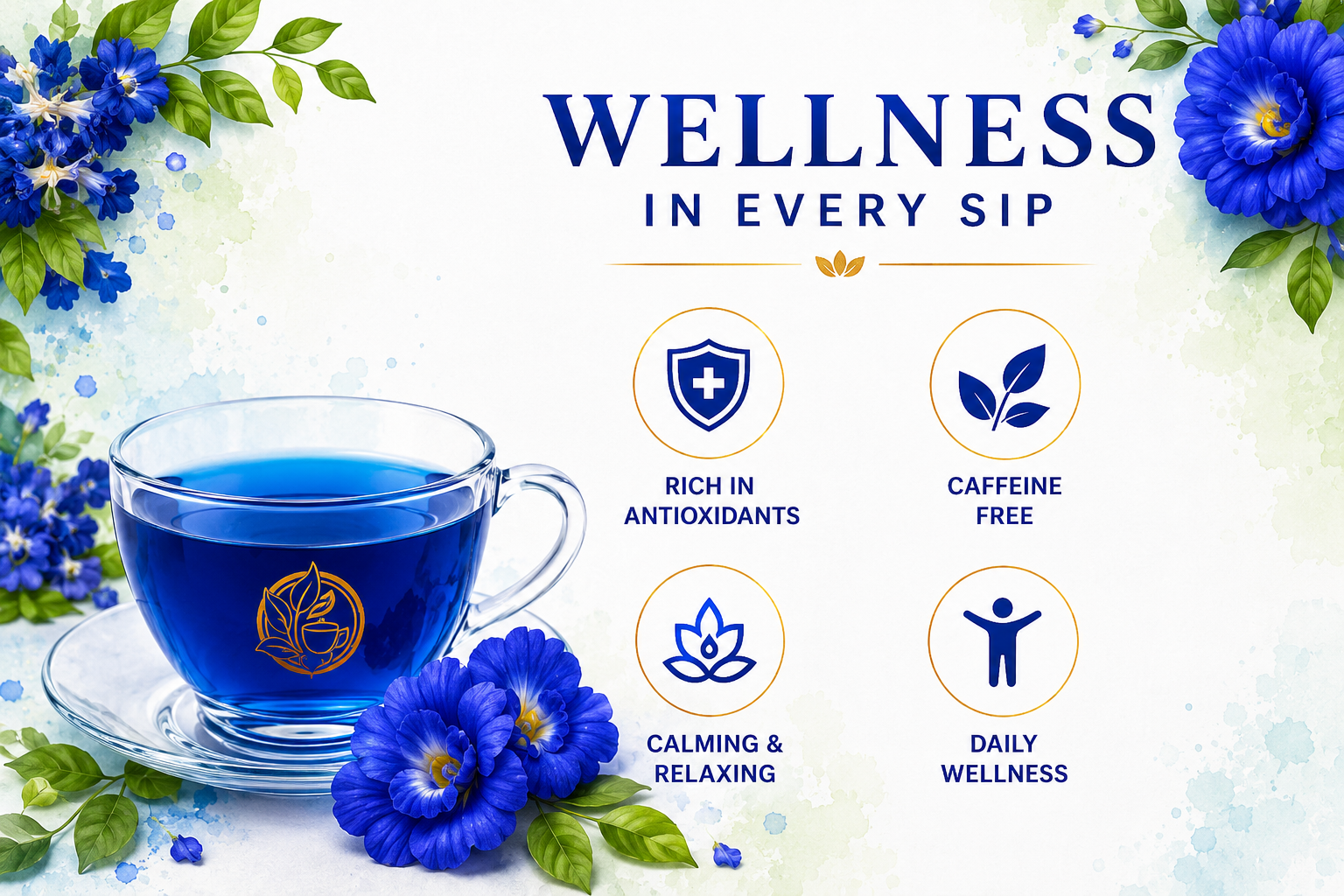 Butterfly Pea Flower Tea Bags - lifestyle setting - Nirmal Agro natural herbal tea