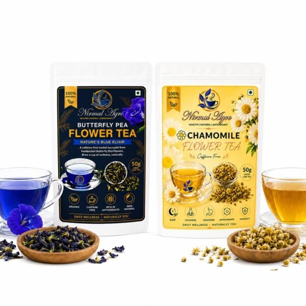 Butterfly Pea Flower Tea and Chamomile Flower Tea combo pack 100g - caffeine-free herbal tea