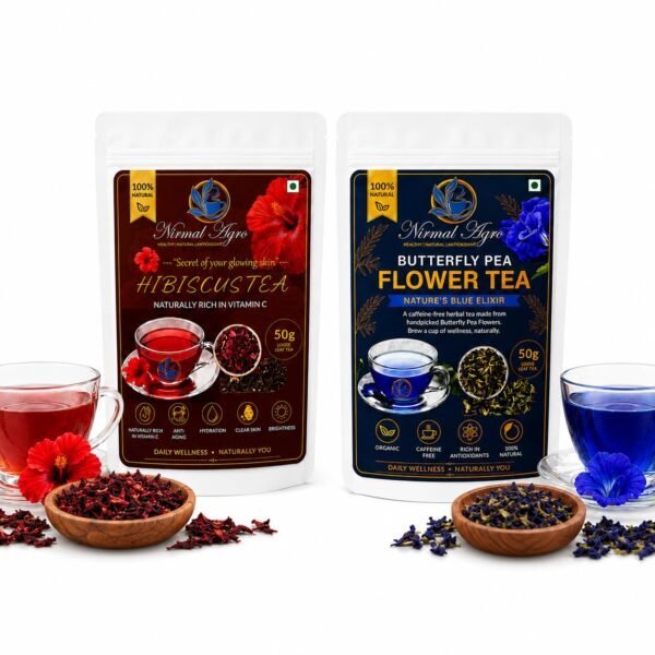 Butterfly Pea Flower Tea and Hibiscus Flower Tea combo pack 100g - natural herbal tea